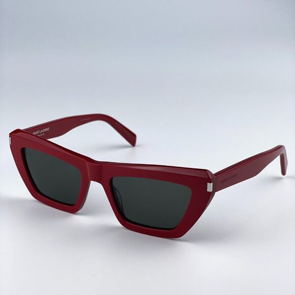 NEW Saint Laurent SL467 003 Red Grey Cat Eye Women Sunglasses - Picture 5 of 12